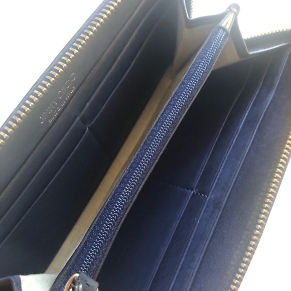 AUTHENTIC Jimmy Choo Nellie Navy Star Studded Wallet - Picture 4 of 6